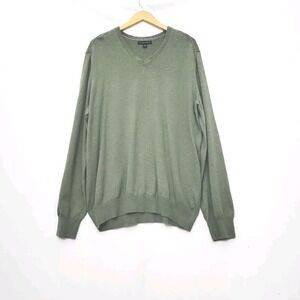 Banana Republic Cashmere Blend Sweater Mens XL Green V-Neck Preppy Layers